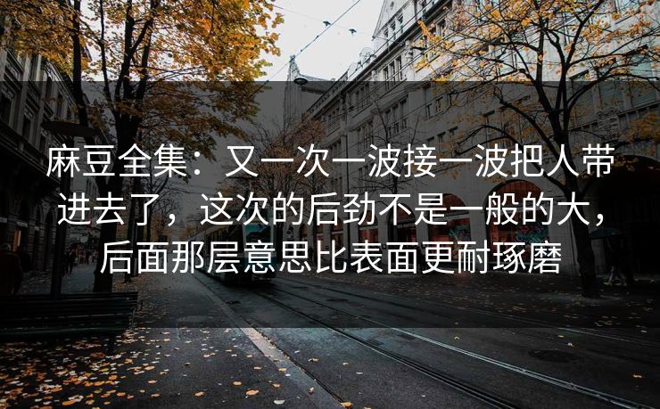 麻豆全集：又一次一波接一波把人带进去了，这次的后劲不是一般的大，后面那层意思比表面更耐琢磨