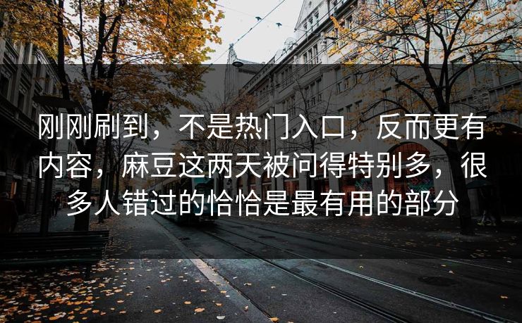 刚刚刷到，不是热门入口，反而更有内容，麻豆这两天被问得特别多，很多人错过的恰恰是最有用的部分