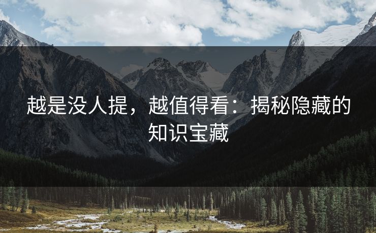 越是没人提，越值得看：揭秘隐藏的知识宝藏